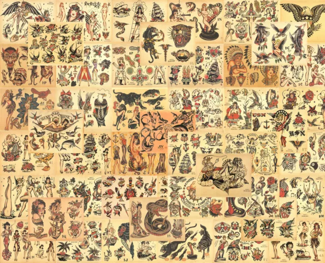 Sailor Jerry Estilo Tradicional Vintage Tatuaje Flash Set 50 Hojas EE. UU.