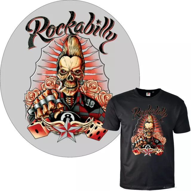 Camiseta Rockabilly Rock`n Roll Calavera Motivo *1089