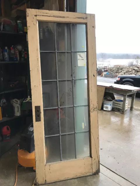 An 508 Antique Pine Patio Door Leaded Glass 32 X 80x1.75