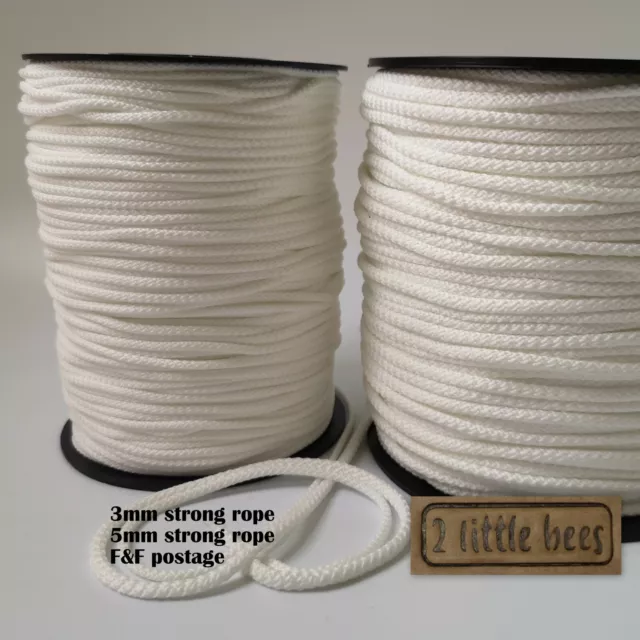 White Cord String Rope 3mm 5mm Drawstring Strong Crochet Trimmings Craft Macrame
