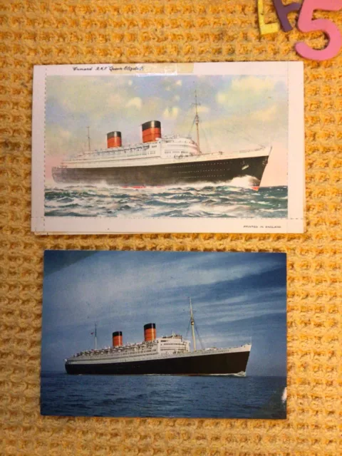 CUNARD WHITE STAR LINE RMS QUEEN ELIZABETH RARE LAST VOYAGE 1968 Postcards X2