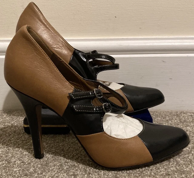 LADIES HOBBS MARY Jane Leather Kitten Heel Shoes.Uk5 Eu38.Buckle