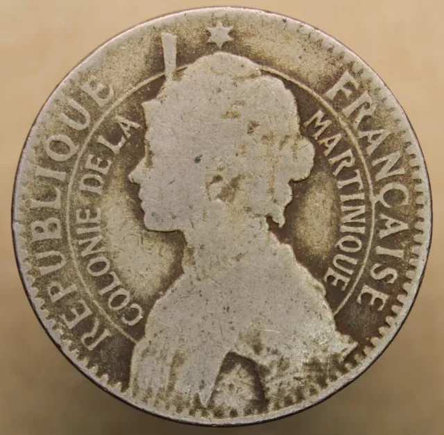 1922 Martinique 1 Franc - Circulated - KM#41 - HLK Coins