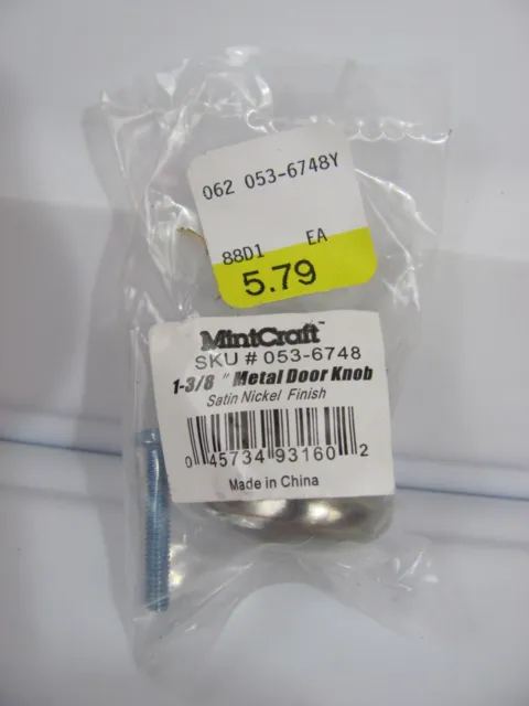 Mintcraft C893BNI 053-6748 0536748 Mushroom Satin Nickel 1-3/8 " Cabinet Knob