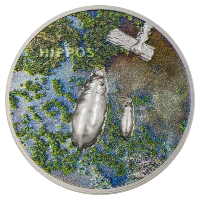 2023 Palau $5 1oz Silver Split Views Hippos Proof