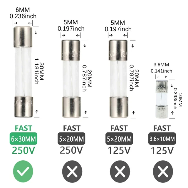 10A 250V 6X30Mm Fusible Verre 10 Ampère Fusibles En Verre À Fusion Rapide Pour É 3