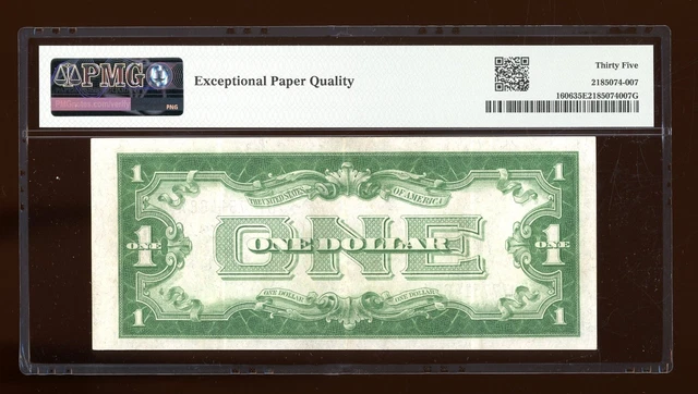 DBR 1934 $1 Silver Funnyback Fr. 1606 DA Block PMG 35 EPQ Serial D77751468A 2