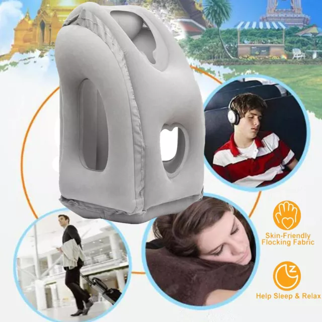Travel Neck Pillow Inflatable Head Rest Cushion Support Flight Sleeping Pillow
