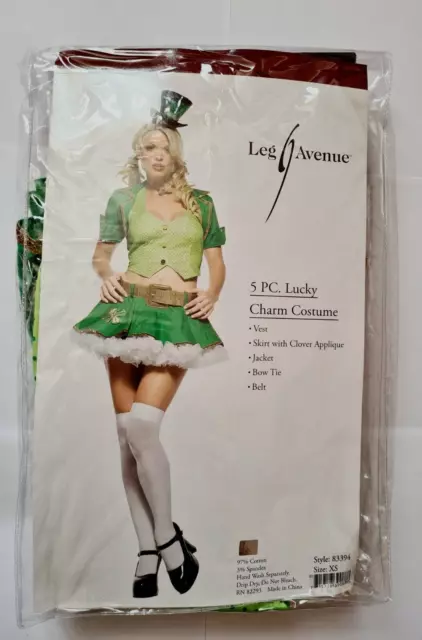 Fancy Dress Leg Avenue 5 pc lucky charm costume XS Leprechaun Irish St patricks