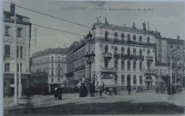 TOULOUSE 31 cpa crossroads Boulevard Carnot and rue de Metz Good State 1918