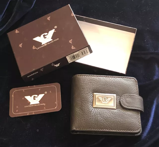 Kenneth Brownne Designer Black Real Leather Credit Card Holder Wallet Boxed
