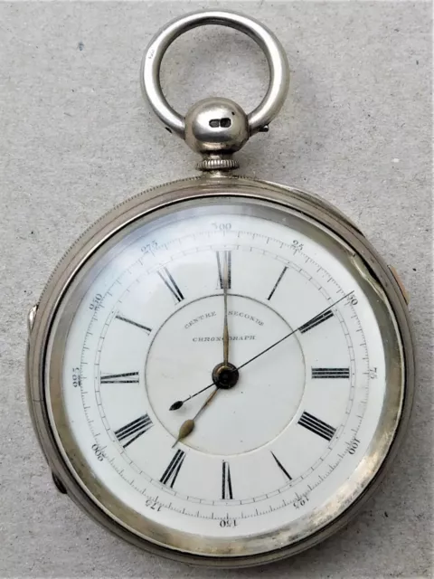 NO RES HUGE 1890 Silver Cohen Chronograph Pocket Watch Stopwatch Vintage Antique