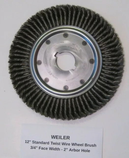 WEILER 12" Standard Twist Wire Wheel Brush - 3/4" Face Width - 2" Arbor Hole -
