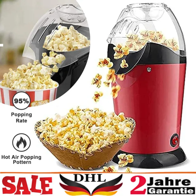 Heißluft Popcornmaschine fettfrei Retro Popcorn Maker Heim Popcornautomat 1200W