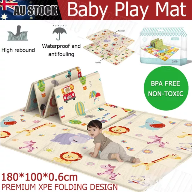 Kids Play Mat Baby Crawling Floor Foldable XPE Foam Waterproof Non-slip Carpet