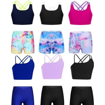 Girl Workout Outfit Kid Athletic Tracksuit Gymnastic Suit Exercise Top Short Set