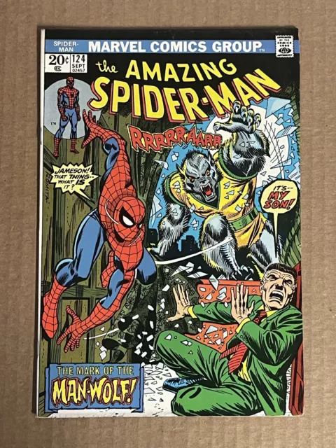 Amazing Spider-Man #124 First Print Marvel Comics (1973) 1St Appearance Man-Wolf