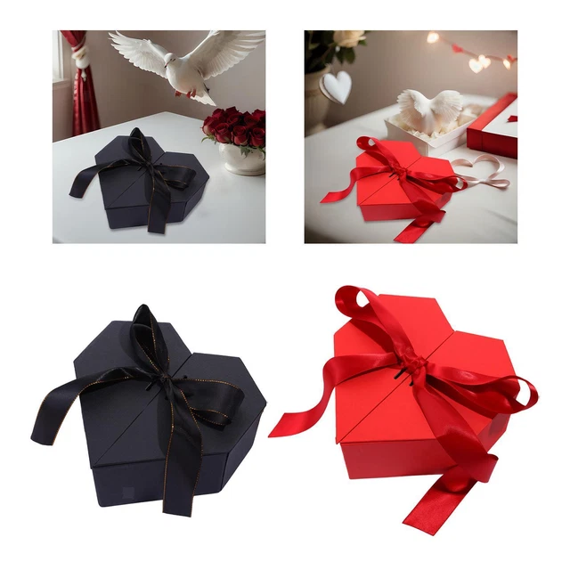 Coffret Cadeau Avec Nœud Rose + Sac à Main Blanc - Lot De 2 - Pour Bijoux, Petits Cadeaux - Taille Boîte : 7x7x3,5 Cm, Sac : 12x13,5x6 Cm