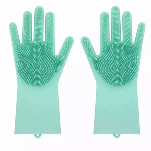 Coppia Di Guanti Con Setole In Silicone Per Lavaggio Scrubber Multifunzione