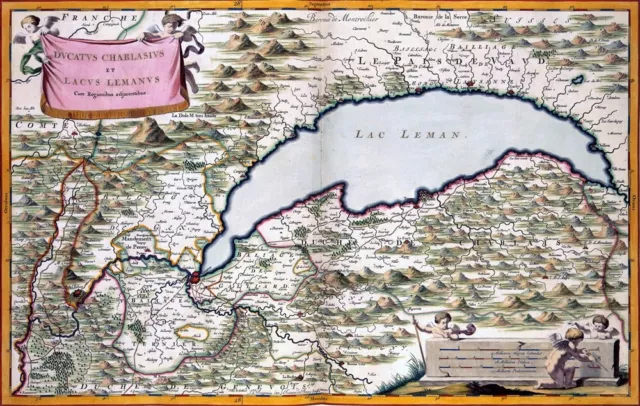 Reproduction carte ancienne - Duché de Chablais et Lac Léman 1682