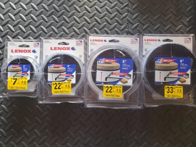 4 Lenox Speed Slot Bi-Metal Hole Saw 3, 4, 5, and 6" set Metal and Wood Cutting