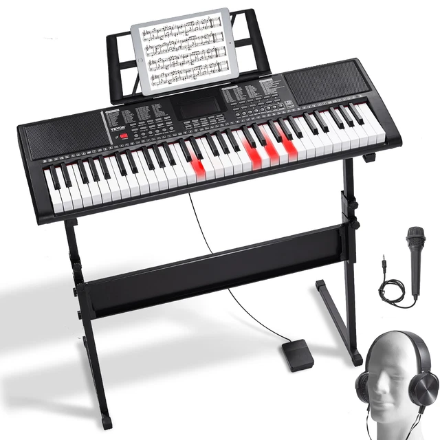 Piano Numérique Portable Clavier Piano électrique 61 Touches MQ6186 - Avec Microphone, Haut-parleurs - Idéal Débutants Et Enfants Clavier Lumineux