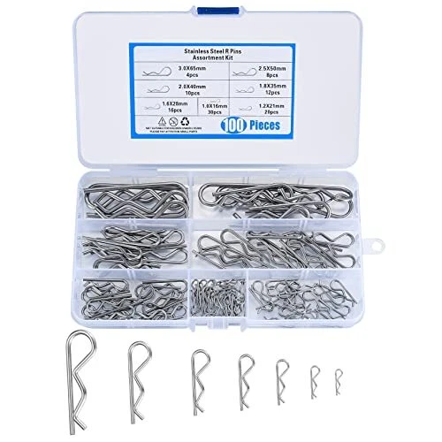 100 Stück Splinte Sortiment, Edelstahl RC Clips, Splinte, Federstecker Set, K...