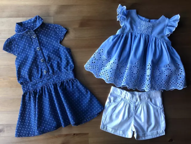 Next & Other Girls Small Bundle Dress, Tunic Top Shorts  6-9 Months Ex Condition