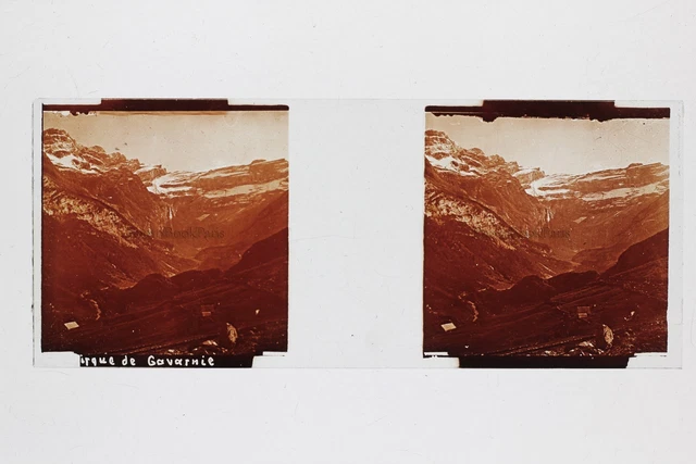 Cirque de Gavarnie Pyrénées France Photo Plaque de verre Stereo Vintage