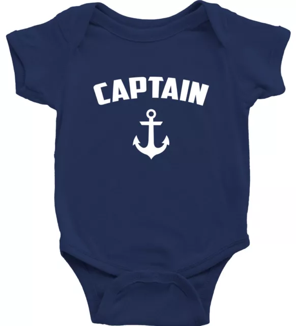 Boat Captain Nautical Anchor Sailing Baby Bodysuit Romper Raglan Clothes Gift