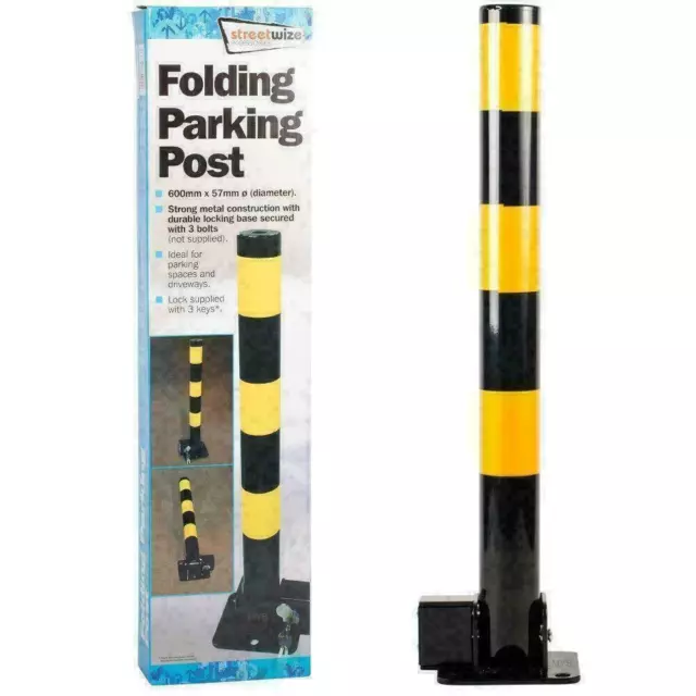 Heavy Duty Robust Folding Security Parking Post Driveway Bollard Lock & 3Keys UK