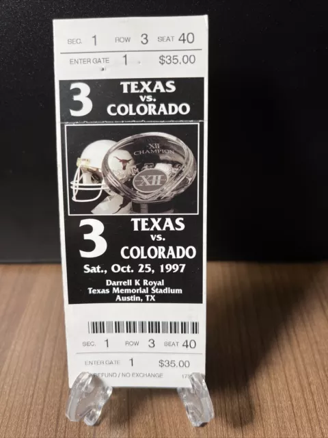 Texas Longhorns Vs Colorado Buffaloes Football Ticket Vintage October 25 1997