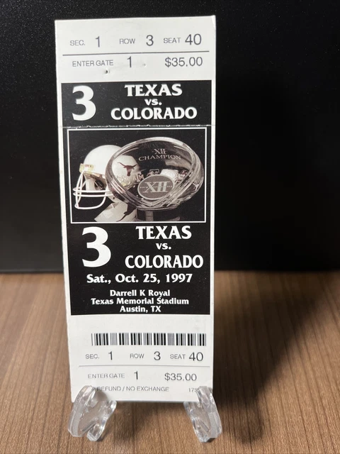 Texas Longhorns Vs Colorado Buffaloes Football Ticket Vintage October 25 1997