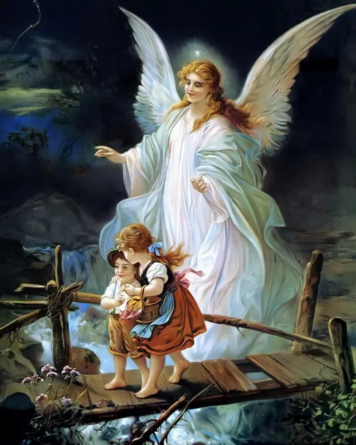 Jesus Christ Guardian Angel Oil painting Wall art Giclee Printed on canvas P1368