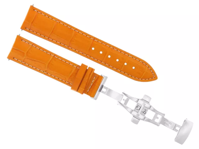 20Mm Leather Watch Band Strap Deployment Clasp Buckle For Tag Heuer Orange Ws