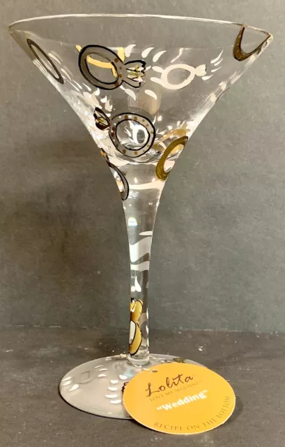Lolita Love My Martini WEDDING Tini Artisan Hand Painted Glass Stemware New Box