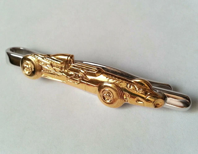 Pince à Cravate Vintage En Argent 925 - Motif Jante De Roue Auto/Moto Doré Et Argenté