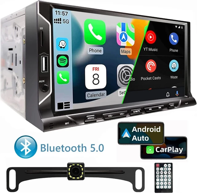 Hikity Wireless Apple Carplay/Android Auto Touchscreen 2 Din da 7 Pollici, Autoradio Doppio Din
