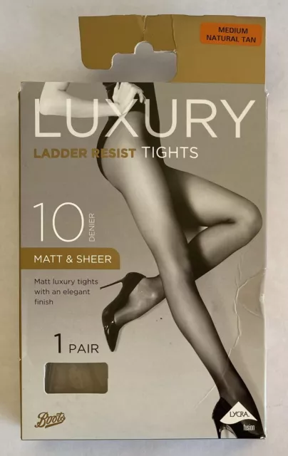 BOOTS LUXURY LADDER Resist Tights 10 Denier Medium Natural Tan Matt Sheer 4.49 PicClick UK
