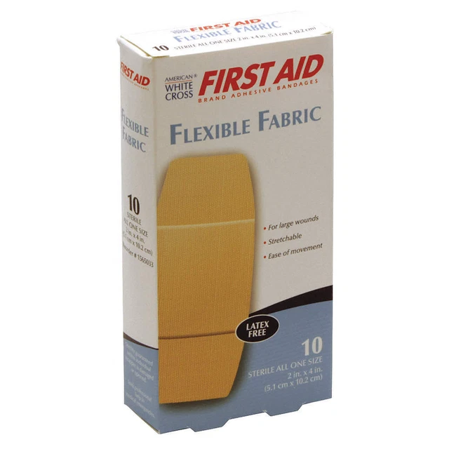 GRAINGER APPROVED 1565033 Strip Bandages,Beige,4" L x 2" W,PK10