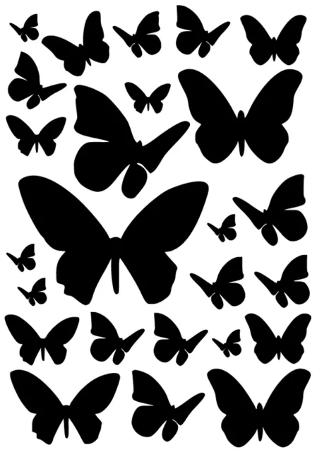 Stickers Autocollant Mural - Fleur papillon - 57x92 cm - Réf: T-MK878