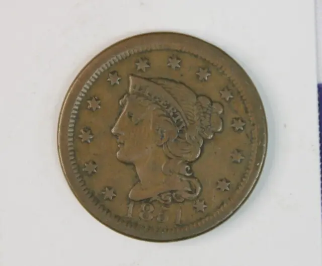 1853 Braided Hair Large Cent VG Very Good Copper Penny SKU:I4662