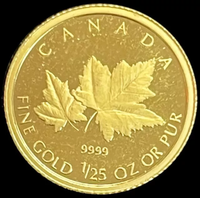 2009 Gold Canada 50 Cents Maple Leaves Proof 1/25 Oz Coin