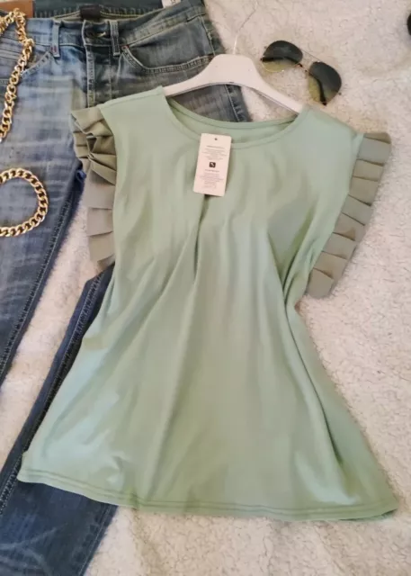 Camicia Donna Verde nuova One size sexy cerimonia seta raso shirt woman chemise
