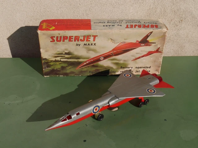 Rare Jouet Ancien Avion Bombardier Superjet Bac Tsr-2 Boite Toy Plane Marx Usa