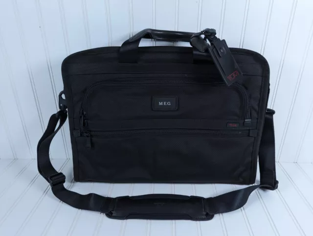 Tumi Alpha Slim Laptop Shoulder Bag 26111DH Leather Nylon Canvas Briefcase Black