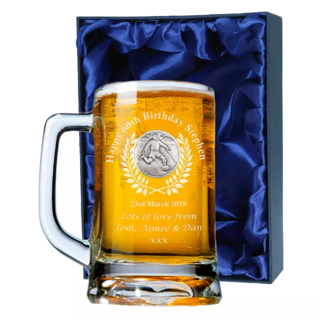 Football Fan Birthday Engraved Pint Tankard 60th 70th 80th Lager Glass Beer Mug