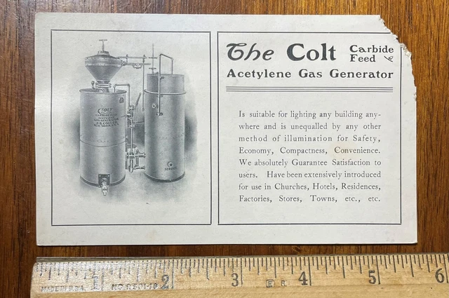 1900s advertising card JB Colt acetylene gas generator lighting NYC
