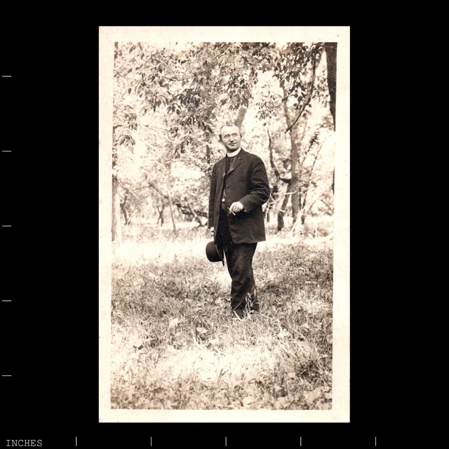 RPPC Photo PRIEST SMOKING CIGARETTE FATHER AUGUSTAN DEVILS LAKE ND NORTH DAKOTA