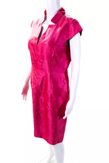 Max Mara Womens Notched V-Neck Cap Sleeve Knee Length Sheath Dress Pink Size 10 2